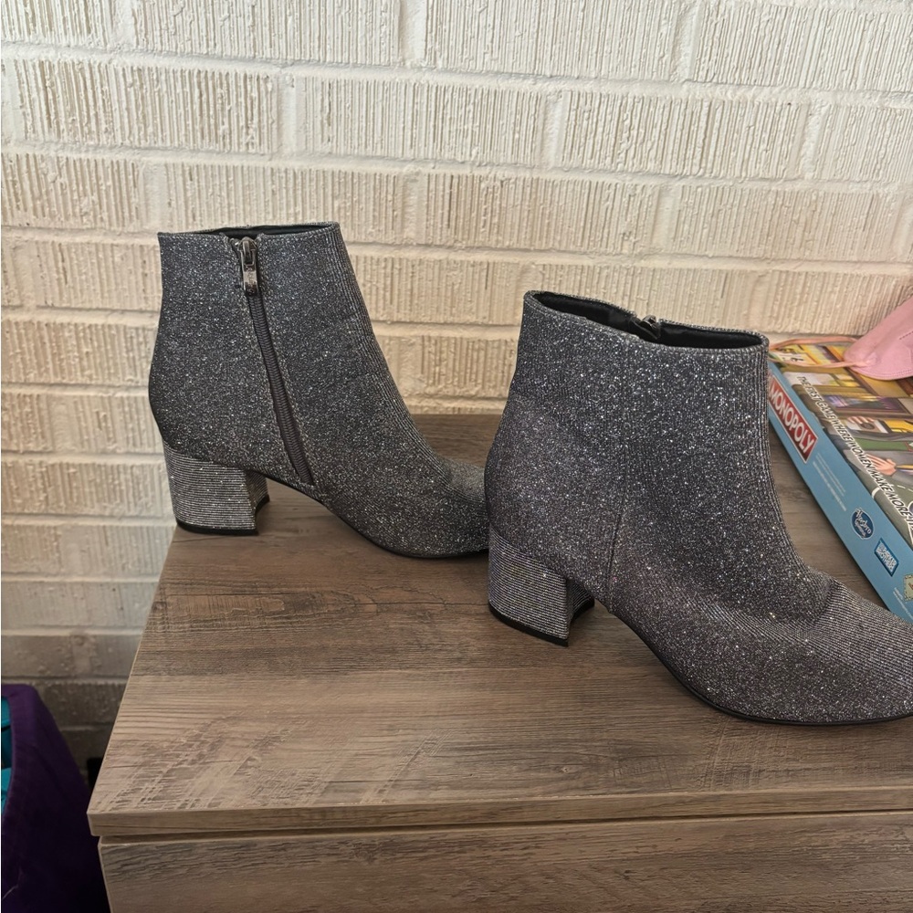 Glitter Ankle Boots - Silver